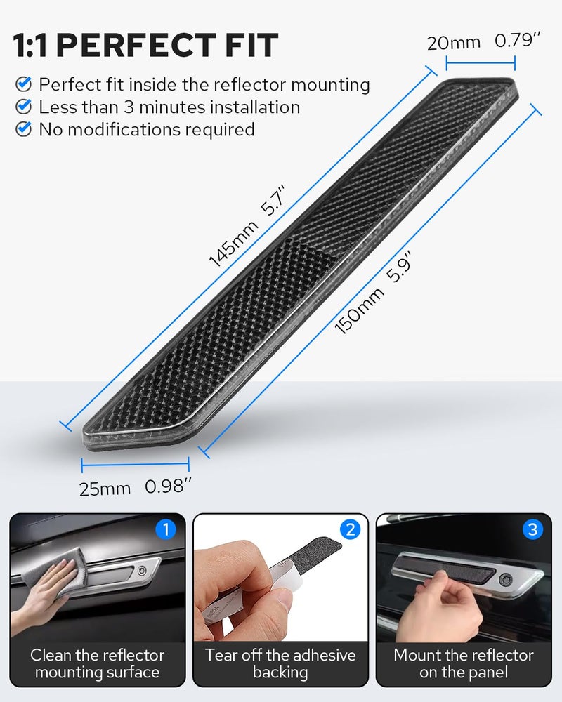 Benlari Black Saddlebag Reflector Inserts 2014-2024 Compatible for Harley Davidson Touring Electra Street Road Glide Road King FLHR FLHTC FLHX - Image 3